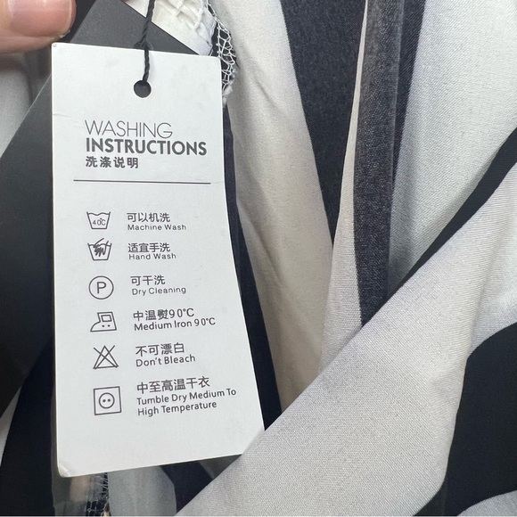 NWT Zanzea Woman's Blck & White Striped Button Down Jumper Sz L casual maxi midi - Picture 4 of 9